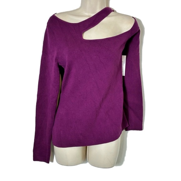 Bold Elements Purple Cutout Shoulder Long Sleeve Sweater - NWT Size Medium! - Picture 1 of 16